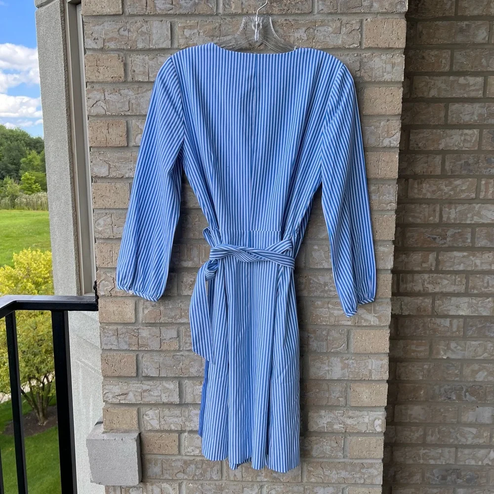 J. Crew Wrap dress in striped cotton poplin
